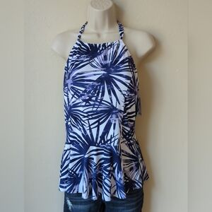 Apt 9 Sz XL Tankini Blouson Swim Top Leaf Pattern New